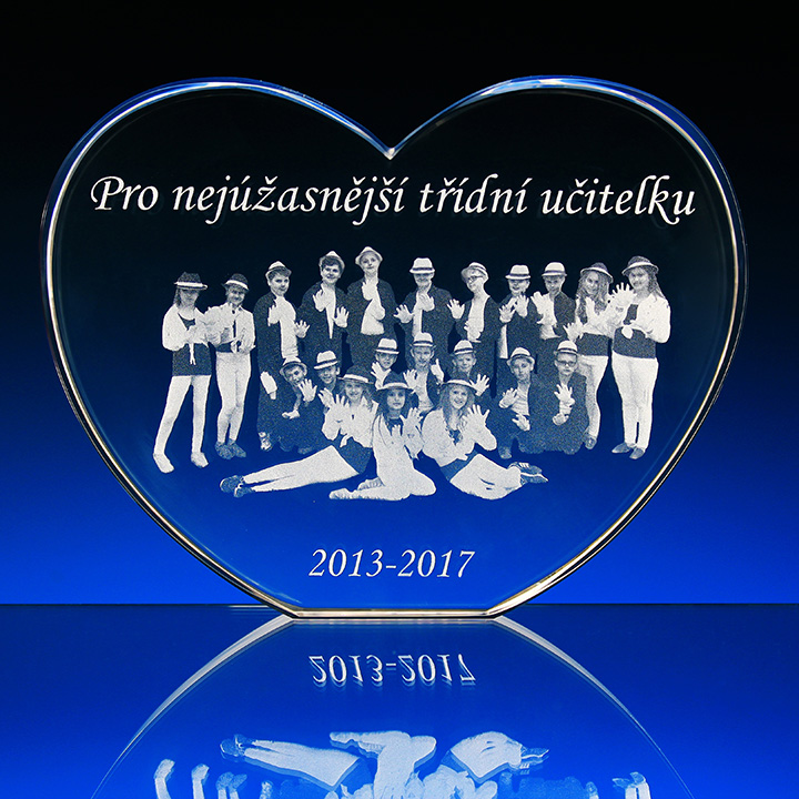 Skleněné srdce s gravírovanou fotkou