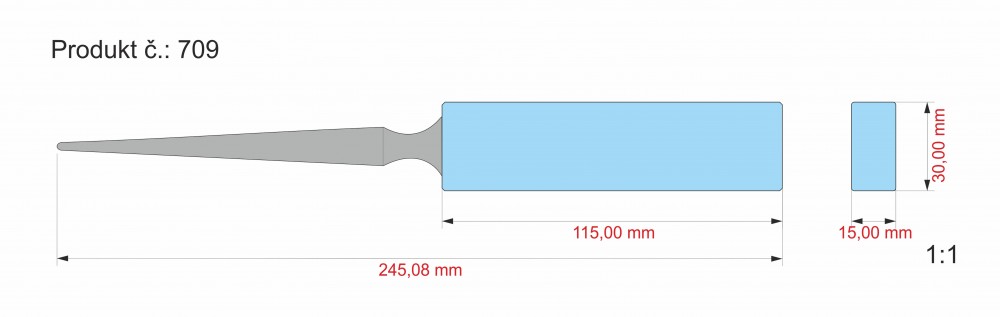 Skleněný nůž na dopisy 30x245x15 mm