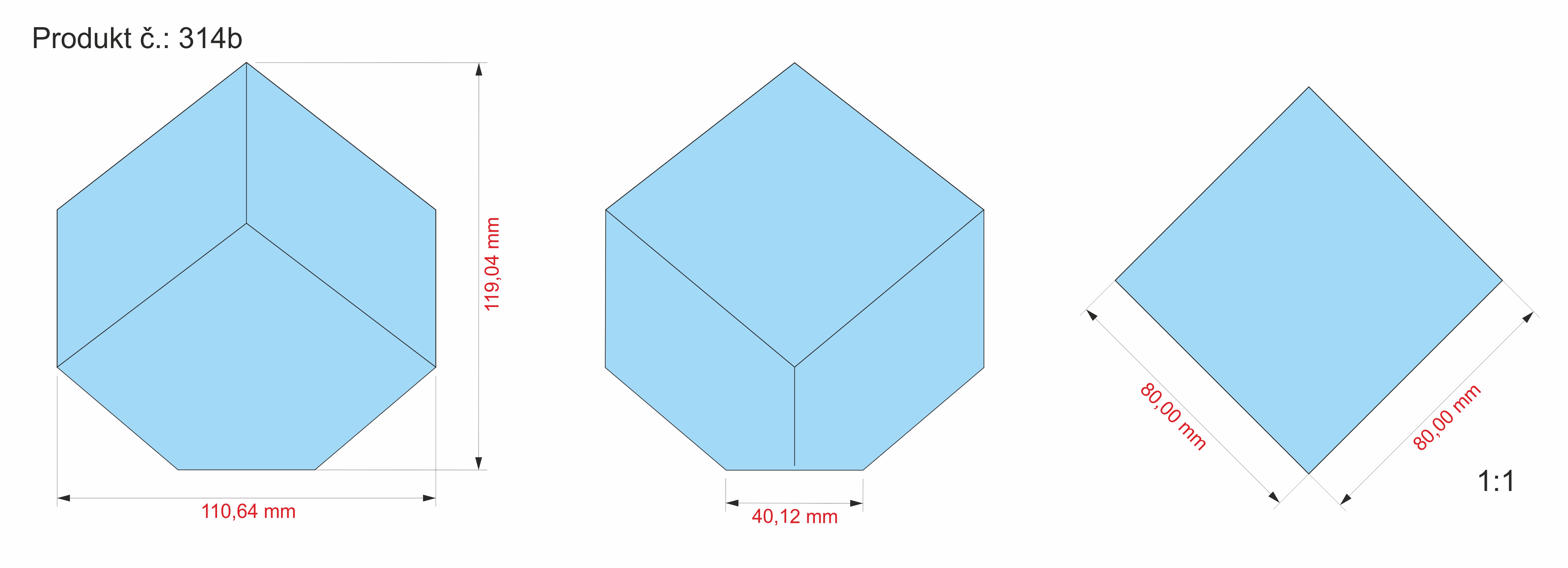 Skleněné těžítko krychle 80x80x80 mm
