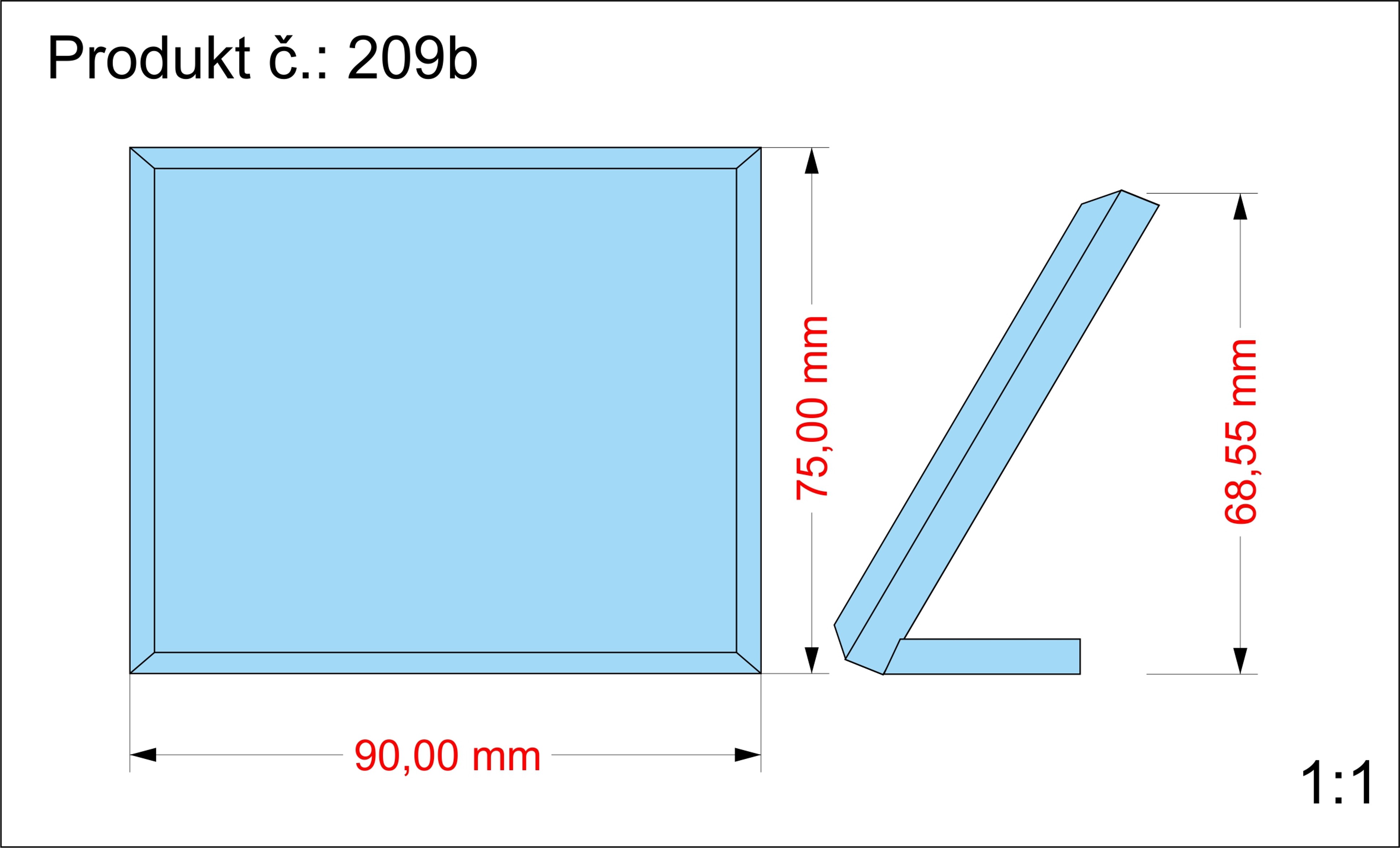 Skleněná plaketa 75x90x10 mm
