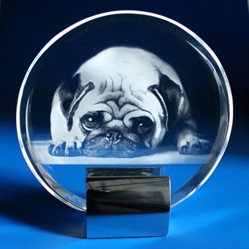 2D FOTO Skleněná plaketa s chromovaným podstavcem 175x170x20 mm