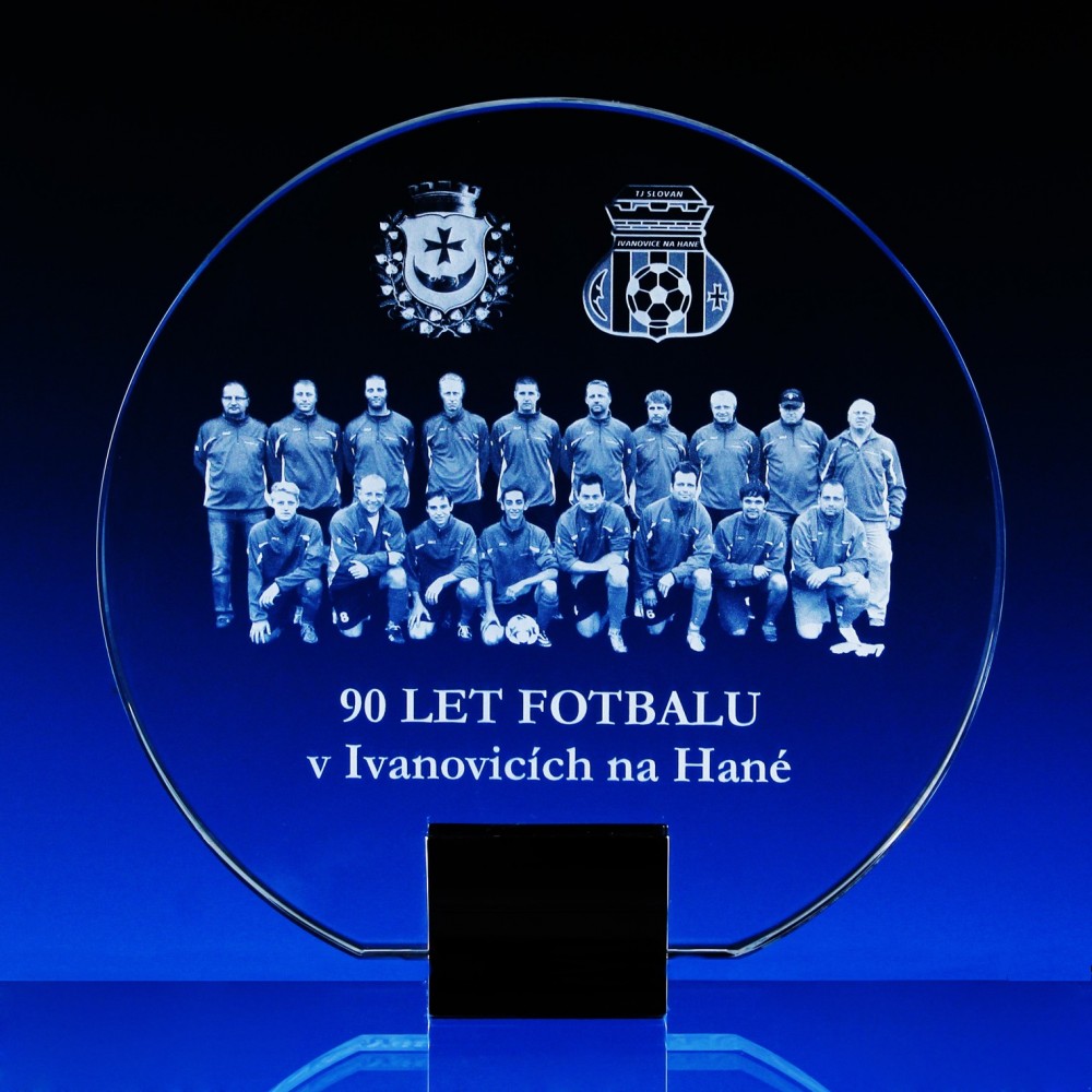 2D FOTO Skleněná plaketa s chromovaným podstavcem 175x170x20 mm