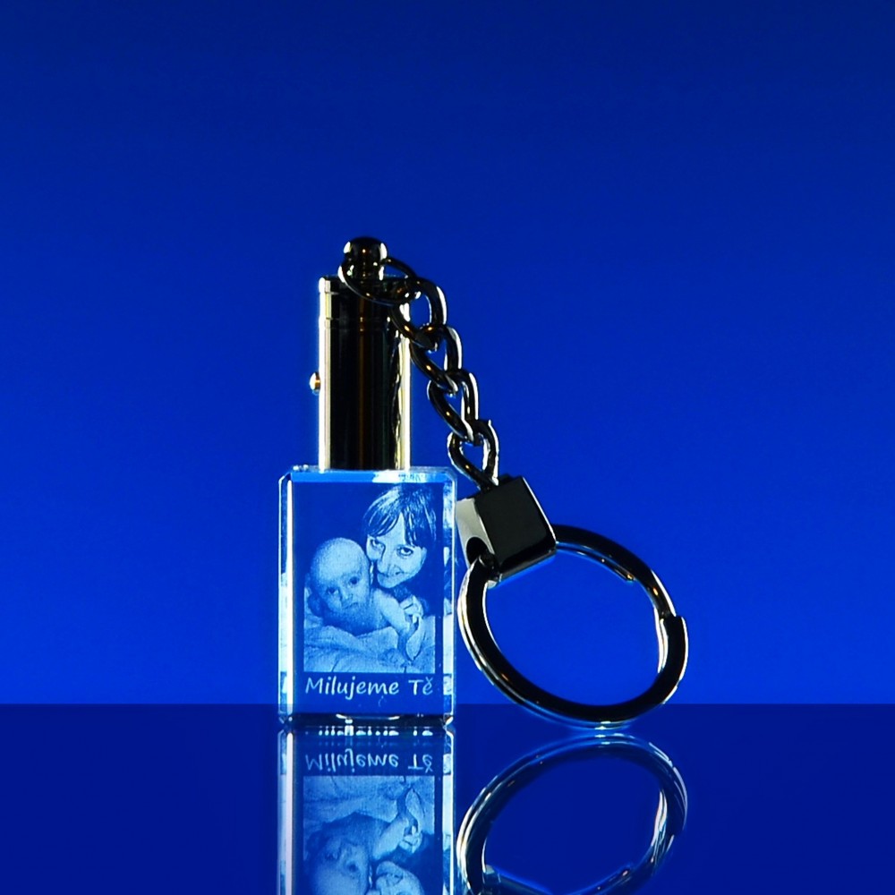 2D foto klíčenka - červené LED světlo 30x20x15 mm