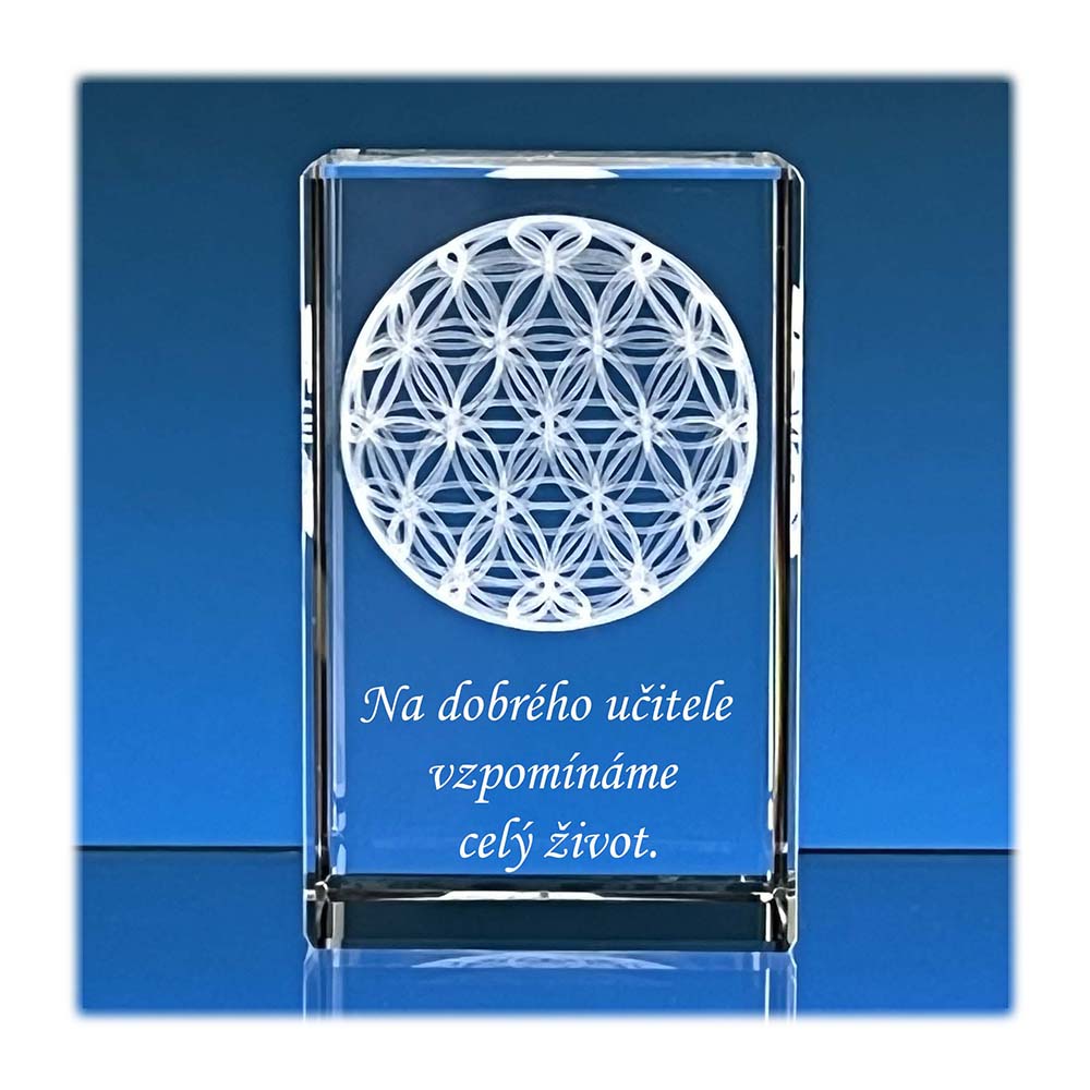 Dárek pro paní učitelku 3D KVĚT ŽIVOTA 60x40x40 mm