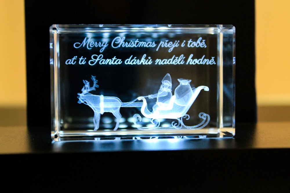 Těžítko Santa se soby 3D 60x40x40 mm