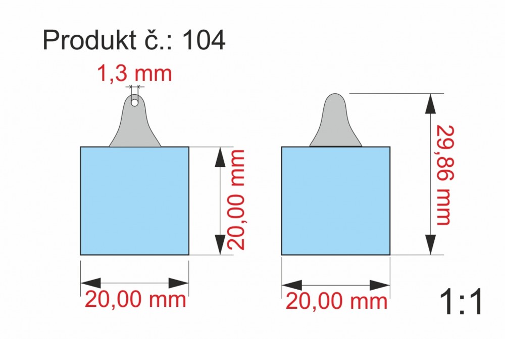 Přívěsek na klíče 20x20x20mm
