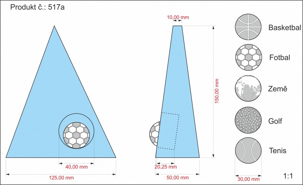 Skleněná trofej 150 mm