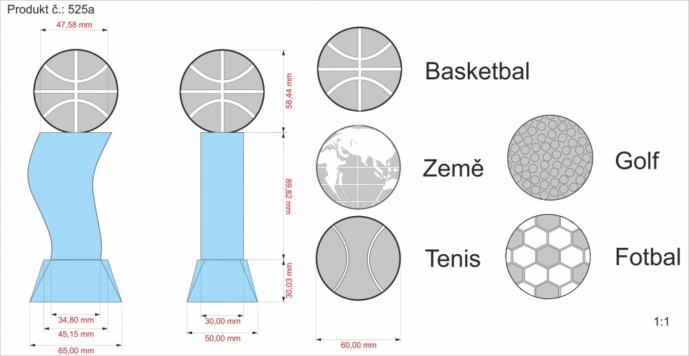 Skleněná trofej 180mm
