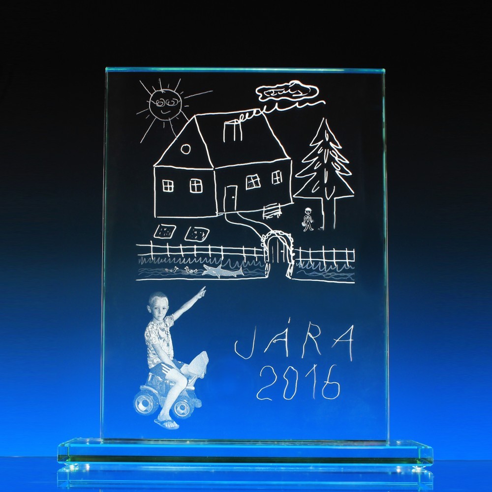 Plaketa s fotem 2D - zelené sklo 185x125x10mm