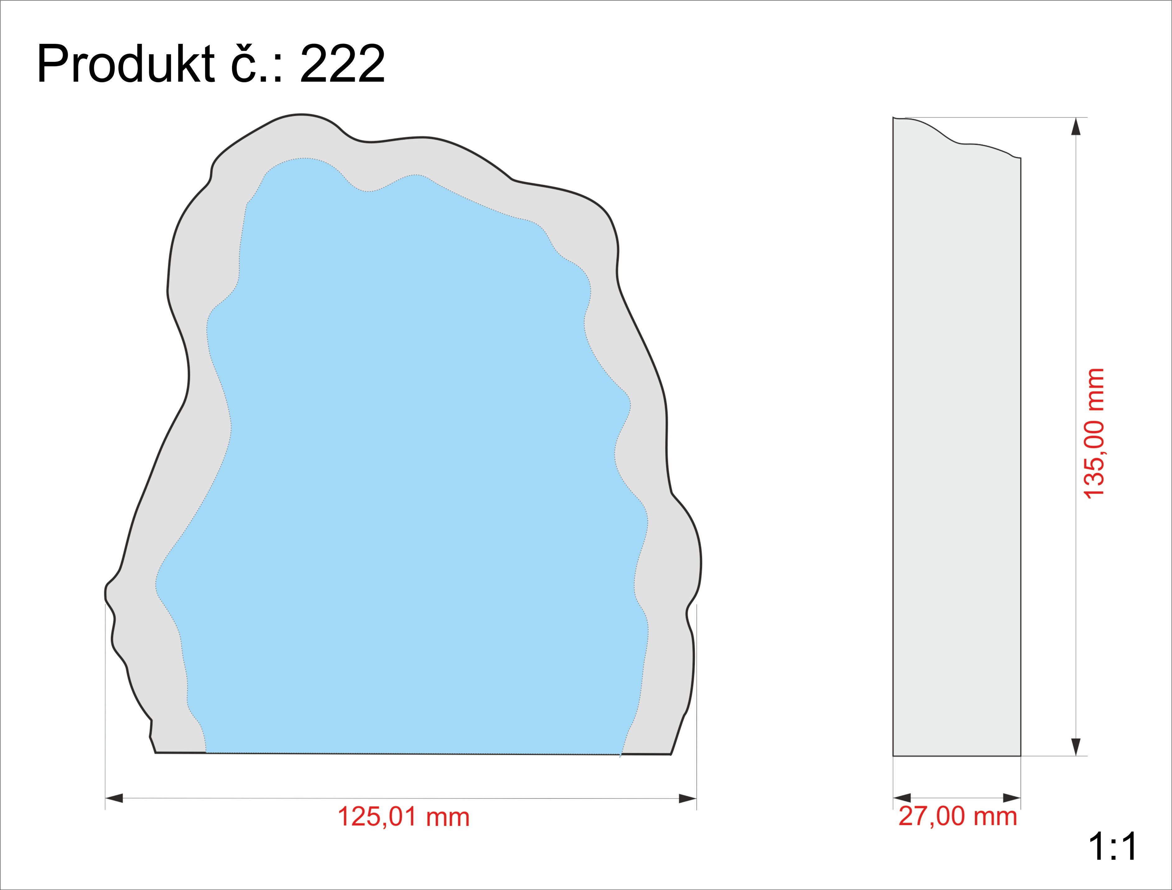 Skleněný ledovec velký 135x125x27mm