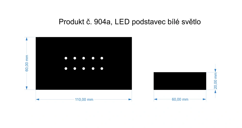 Světelný LED podstavec 25x110x65mm