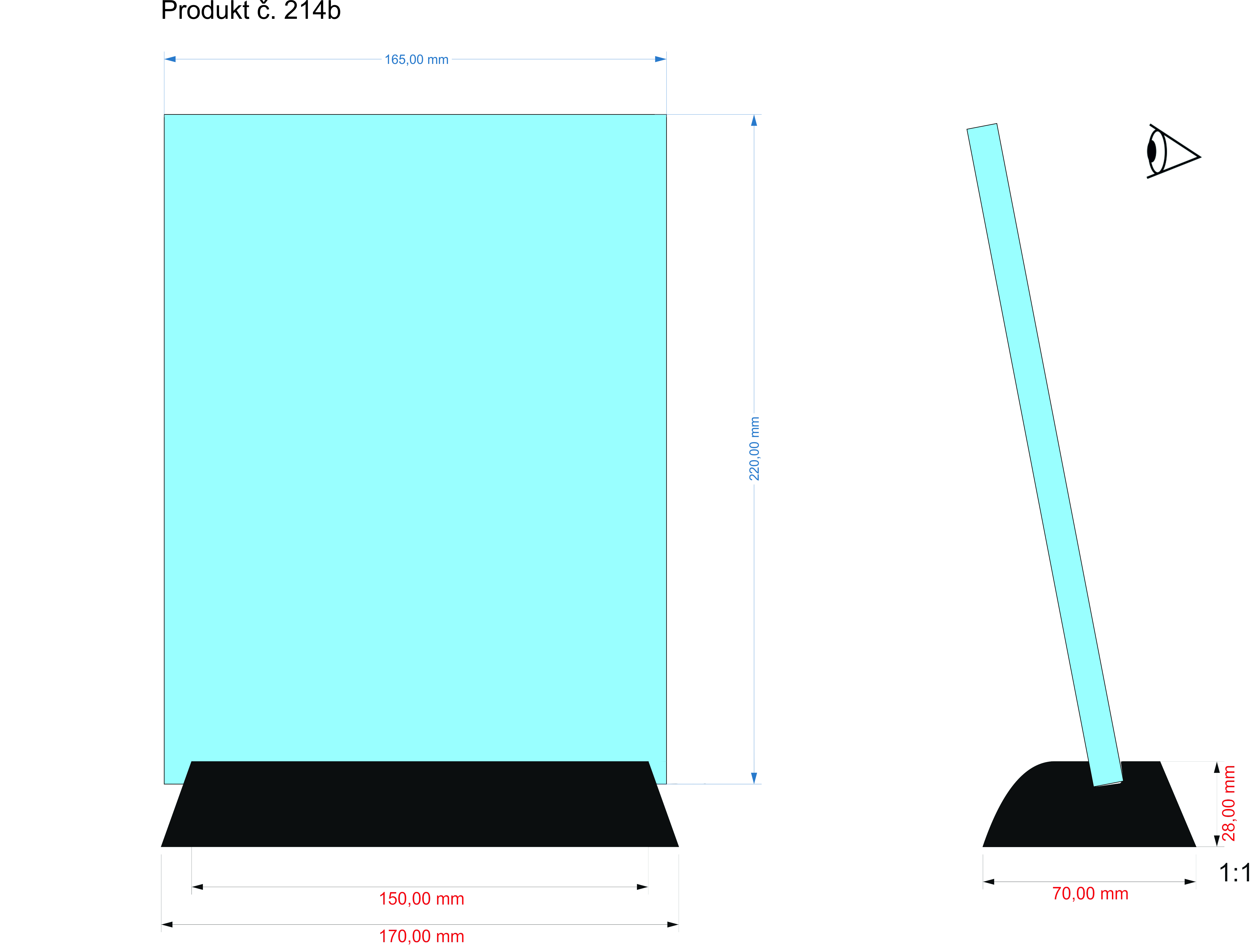 2D foto Skleněná plaketa s LED stojanem 165x220x9mm