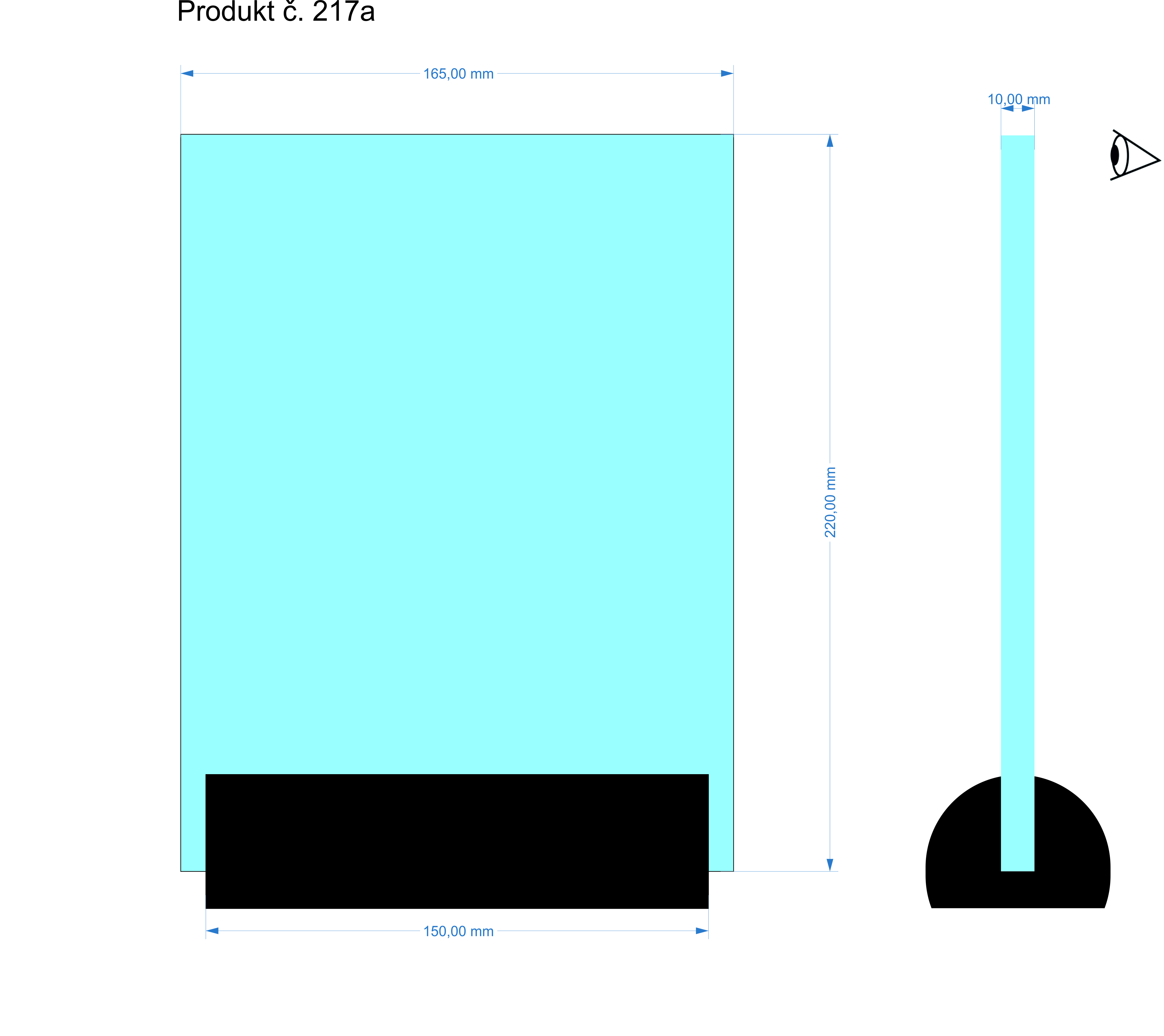 Skleněná plaketa s dřevěným podstavcem 220x165x10 mm