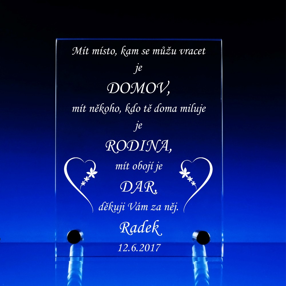 2D foto skleněná plaketa s držáky 160x120x5 mm