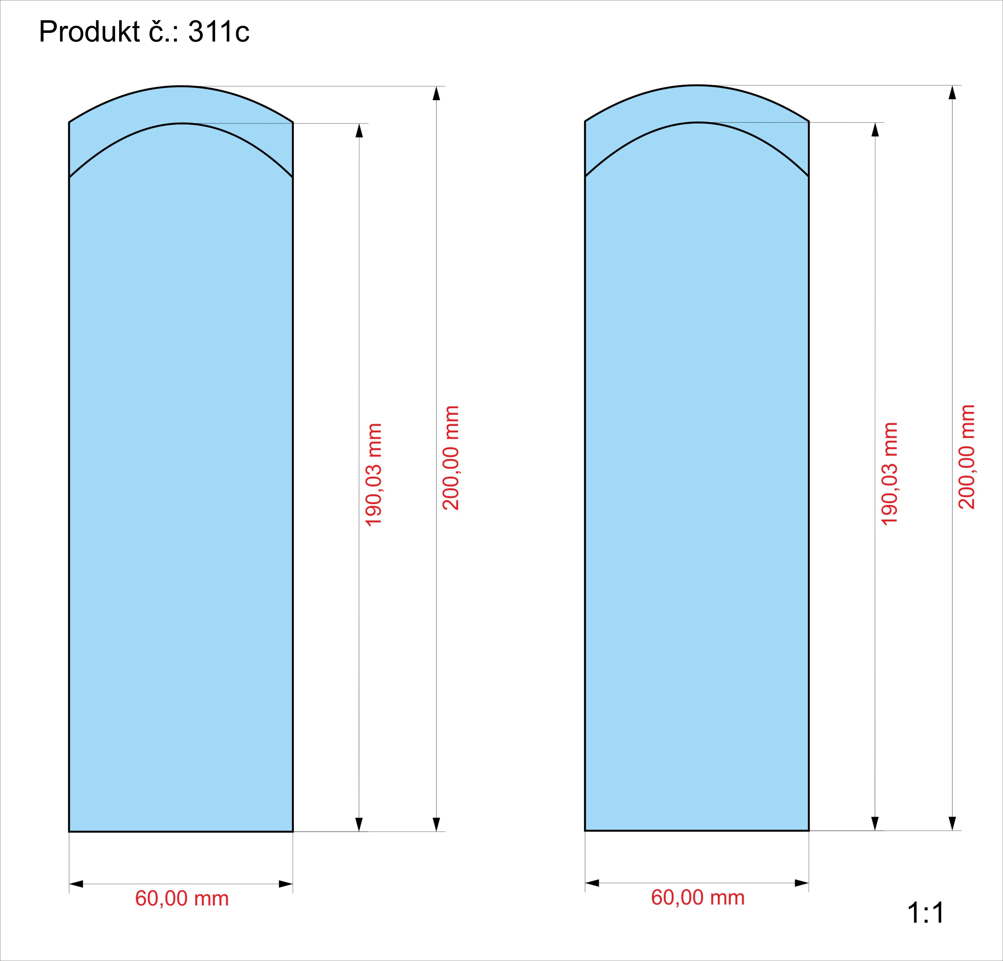 Skleněné krystal 200x60x60mm