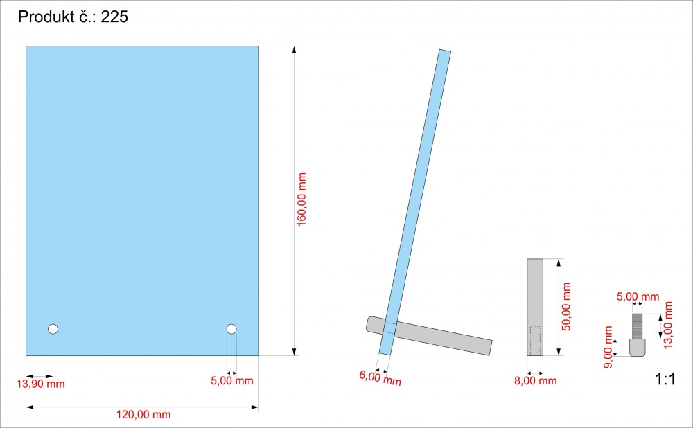 2D foto skleněná plaketa s držáky 160x120x5 mm