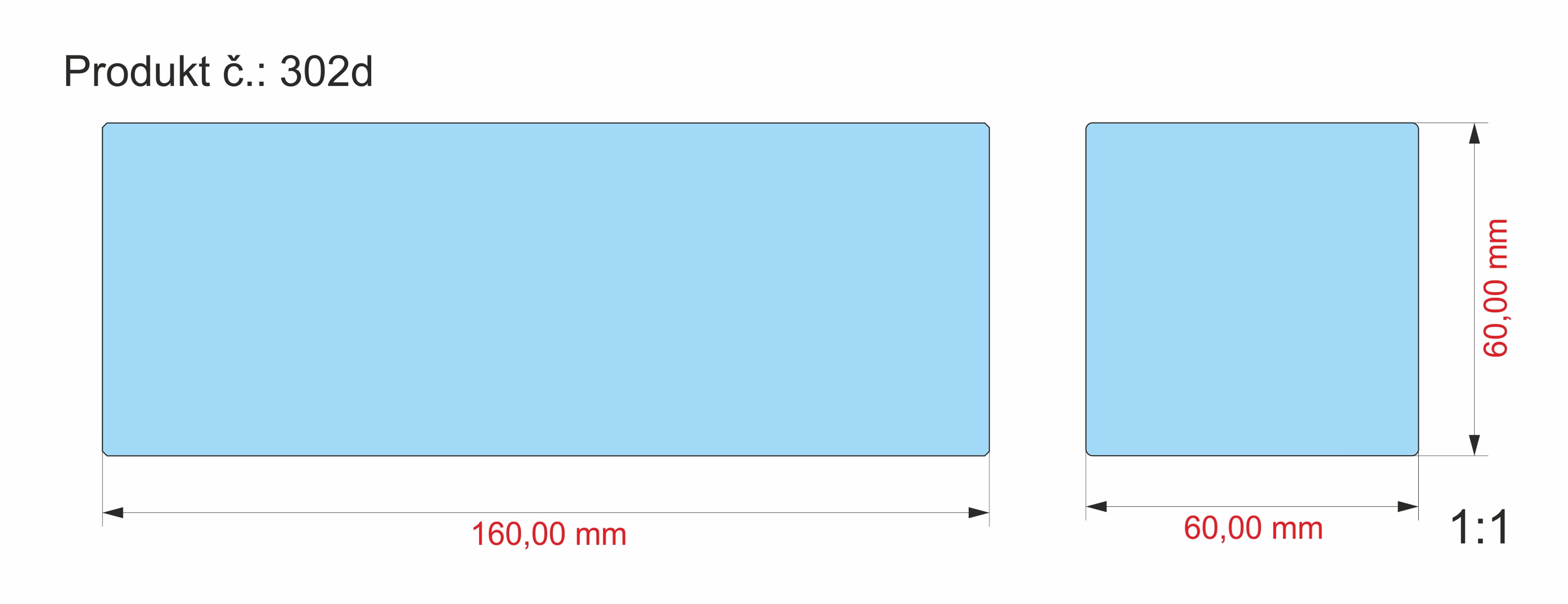 Skleněný kvádr 160x60x60 mm