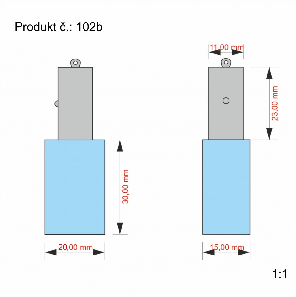 2D foto klíčenka - červené LED světlo 30x20x15 mm
