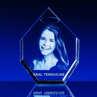 3D FOTO skleněný krystal mnohoúhelník 175x130x70mm