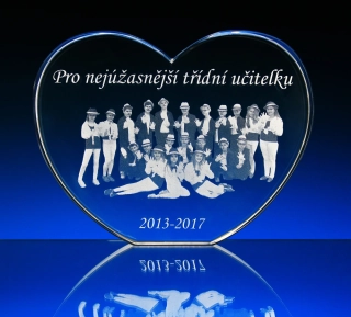 2D Skleněné srdce s fotkou 100x120x25 mm