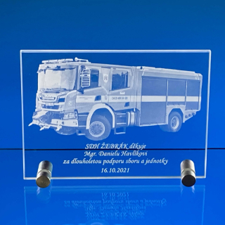 Skleněná plaketa s držáky 120x160x5mm